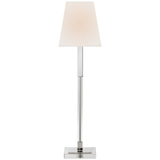 Buy polished-nickel-and-crystal-with-5-x-8-x-8-5-linen-square-glass Reagan Lamp by Visual Comfort Signature