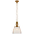 Antique-Burnished Brass with White Glass Glass and White Shade