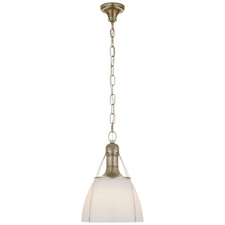 Buy antique-nickel-with-white-glass-glass-and-white-shade Prestwick Outdoor (Damp) Pendant by Visual Comfort Signature