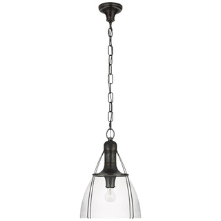 Buy bronze-with-clear-glass-glass-and-clear-shade Prestwick Outdoor (Damp) Pendant by Visual Comfort Signature