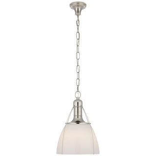 Buy polished-nickel-with-white-glass-glass Prestwick Outdoor (Damp) Pendant by Visual Comfort Signature