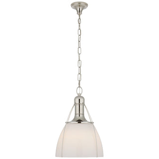 Buy polished-nickel-with-white-glass-glass-and-white-shade Prestwick Outdoor (Damp) Pendant by Visual Comfort Signature