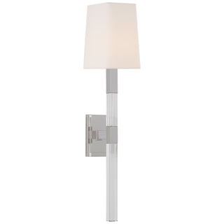 Buy polished-nickel-and-crystal-with-4-x-5-x-7-5-linen-shield-glass Reagan Sconce by Visual Comfort Signature