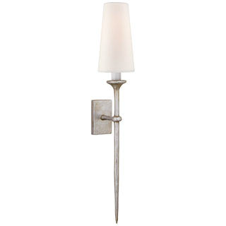 Buy burnished-silver-leaf-with-3-x-4-5-x-8-25-linen-glass Iberia Sconce by Visual Comfort Signature
