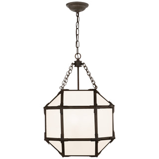 Buy antique-zinc-with-white-glass-glass-and-white-shade Morris Lantern by Visual Comfort Signature