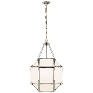 Buy polished-nickel-with-white-glass-glass-and-white-shade Morris Lantern by Visual Comfort Signature