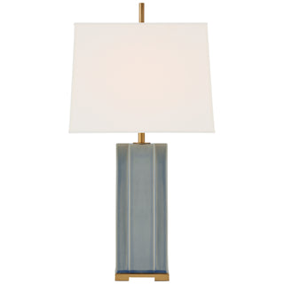 Buy polar-blue-crackle-with-12-x-13-x-10-linen-rectangle-glass Niki Table Lamp by Visual Comfort Signature