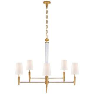 Buy hand-rubbed-antique-brass-and-crystal-with-3-5-x-5-x-7-linen-glass Lyra Outdoor (Damp) Chandelier by Visual Comfort Signature