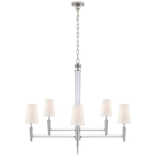 Buy polished-nickel-and-crystal-with-3-5-x-5-x-7-linen-glass Lyra Outdoor (Damp) Chandelier by Visual Comfort Signature
