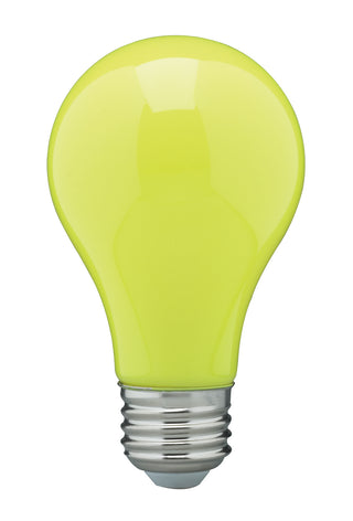 Buy ceramic-yellow-with-ceramic-yellow-glass-and-yellow-shade 8 Watt E26 A19 120V Outdoor (Damp)LED Light Bulb by Satco
