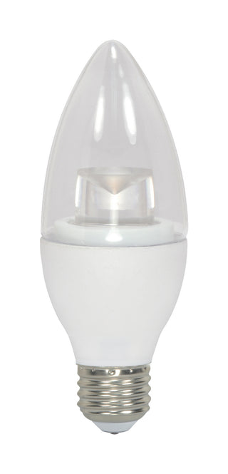 Buy clear-with-clear-glass Torpedo 3 Watt E26 B11 120.00V LED 3000k Light Bulb by Satco