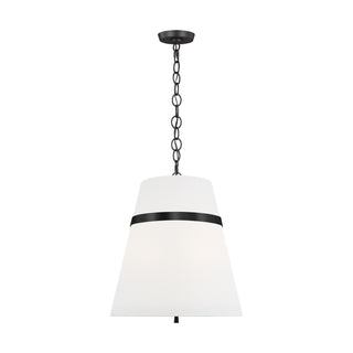 Buy aged-iron-with-white-linen-glass-and-white-shade Cordtlandt Outdoor (Damp) Pendant by Visual Comfort Studio