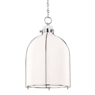 Buy polished-nickel-with-opal-glass-and-white-shade Eldridge Outdoor (Damp) Pendant by Hudson Valley