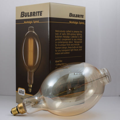 Antique 60 Watt E26 Medium BT56 120V Incandescent 2200k Light Bulb by Bulbrite
