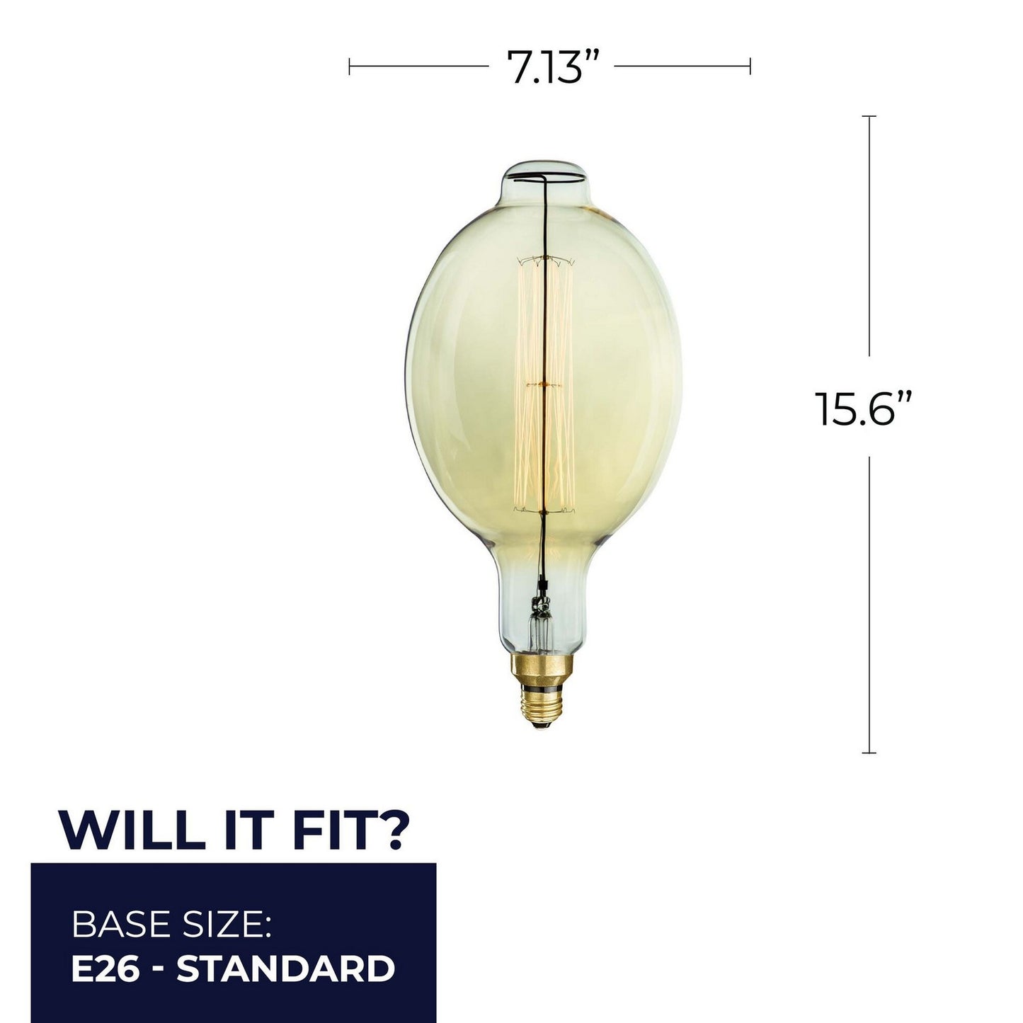 Antique 60 Watt E26 Medium BT56 120V Incandescent 2200k Light Bulb by Bulbrite