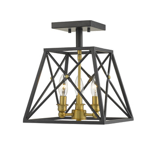 Buy matte-black-olde-brass Trestle Semi-Flush Mount Ceiling Light by Z-Lite