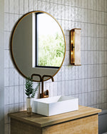 Abbott Wall and Vanity Light - room setting, Vintage Brass/Alabaster [Alora-WV327015VBAR|CUSTOM|1]
