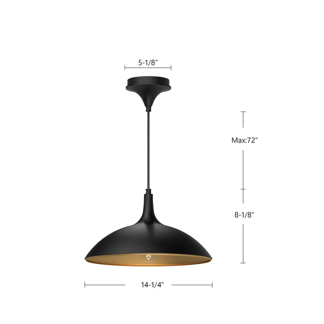 Abel 14" Pendant - dimension drawing 1 [Alora-PD627914BG|CUSTOM|1]