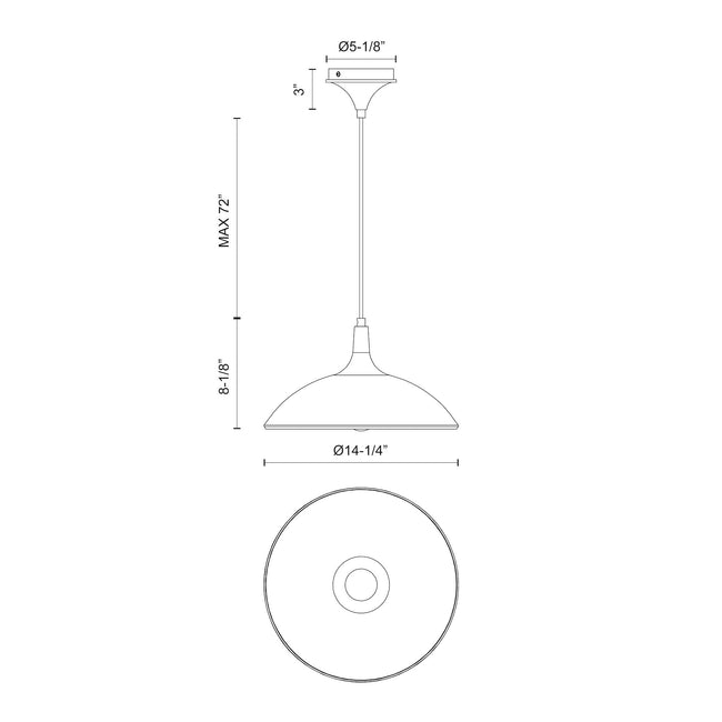 Abel 14" Pendant - dimension drawing 2 [Alora-PD627914BG|CUSTOM|2]