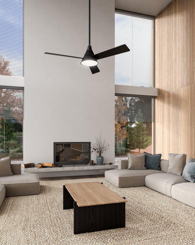 Archer 54" LED Ceiling Fan - room setting, Matte Black [Alora-CF584054MB|CUSTOM|2]