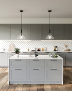 Belleview 12" Pendant - room setting, Clear Glass/Matte Black [Alora-PD532312MBCL|CUSTOM|1]