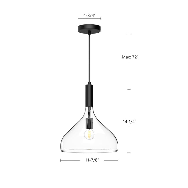 Belleview 12" Pendant - dimension drawing 1 [Alora-PD532312AGCL|CUSTOM|1]