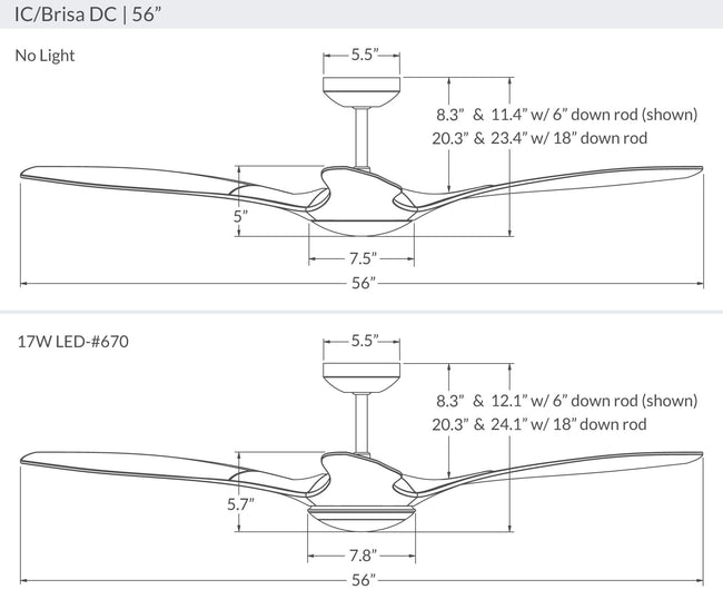 Modern Fan Co IC/Brisa DC 56" Ceiling Fan - Damp Rated - dimension drawing (BRI-LineDrawing.jpg) [Modern Fan Co-BRI-MW-56-NL-WC|CUSTOM|23]