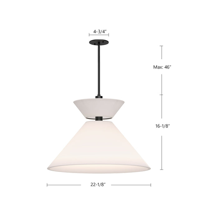 Chapelle 22" Pendant - dimension drawing 1 [Alora-PD543022AGWL|CUSTOM|1]