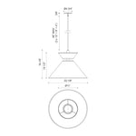 Chapelle 22" Pendant - dimension drawing 2 [Alora-PD543022AGWL|CUSTOM|2]