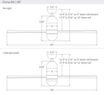 Modern Fan Co Cirrus DC 50" Ceiling Fan - Damp Rated - dimension drawing (CIR-50-LineDrawing.jpg) [Modern Fan Co-CIR-GW-50-WH-NL-WC|CUSTOM|15]