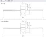 Modern Fan Co Cirrus DC 50" Flush Mount Ceiling Fan - Damp Rated - dimension drawing (CIR-FM-50-LineDrawing.jpg) [Modern Fan Co-CIR-FM-GW-50-WH-NL-WC|CUSTOM|15]