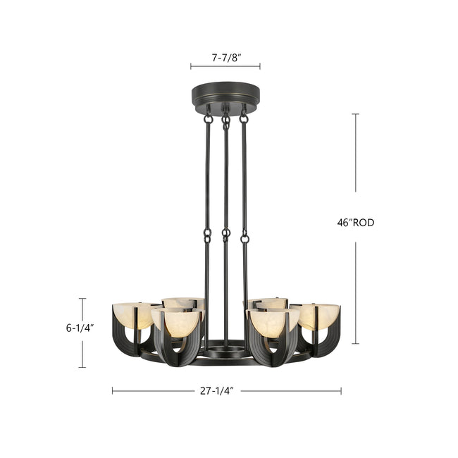 Colette LED Chandelier - dimension drawing [Alora-CH362627UBAR-UNV|CUSTOM|1]