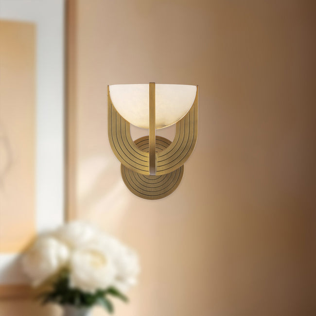 Colette 6" LED Wall and Vanity Light - room setting, Vintage Brass/Alabaster [Alora-WV362106VBAR-UNV|CUSTOM|1]
