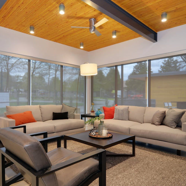 Modern Fan Co Cirrus DC 50" Flush Mount Ceiling Fan - Damp Rated - photo (Cirrus_Flush_262.jpg) [Modern Fan Co-CIR-FM-GW-50-WH-NL-WC|CUSTOM|9]