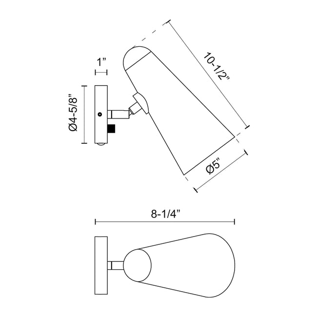 Daniel Wall and Vanity Light - dimension drawing 2 [Alora-WV578805MBAG|CUSTOM|2]