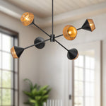 Daphne 38" 6-Light Chandelier - room setting, Matte Black/Brown Cotton Rope [Alora-CH633638MBBR|CUSTOM|2]