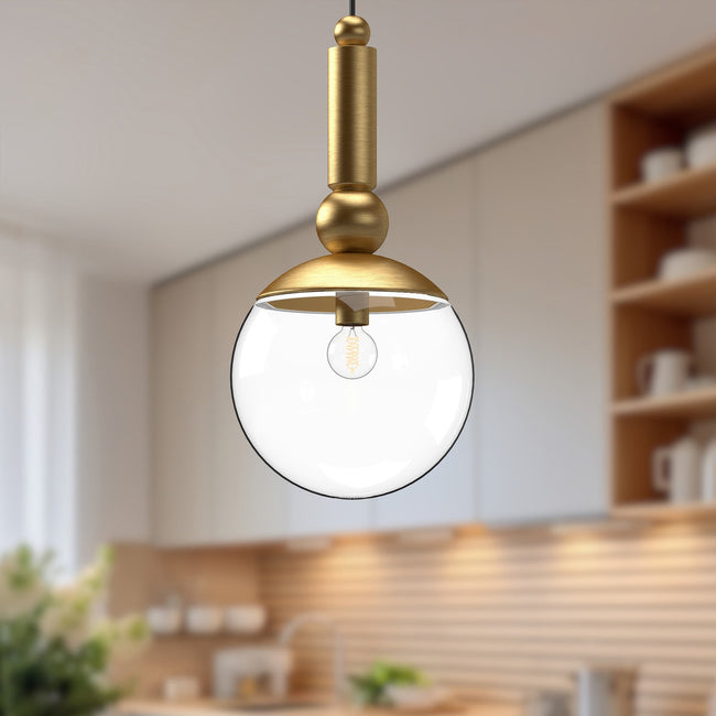 Delilah 10" Pendant - room setting, Brushed Gold/Clear Glass [Alora-PD560510BGCL|CUSTOM|4]