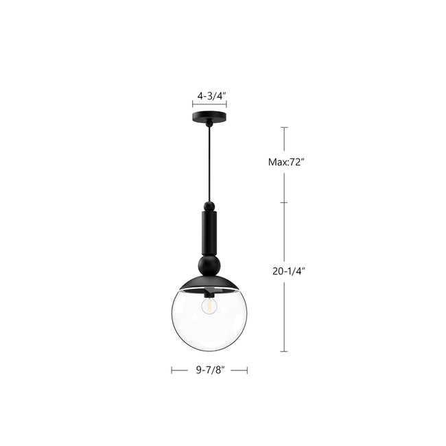 Delilah 10" Pendant - dimension drawing 1 [Alora-PD560510BGCL|CUSTOM|1]