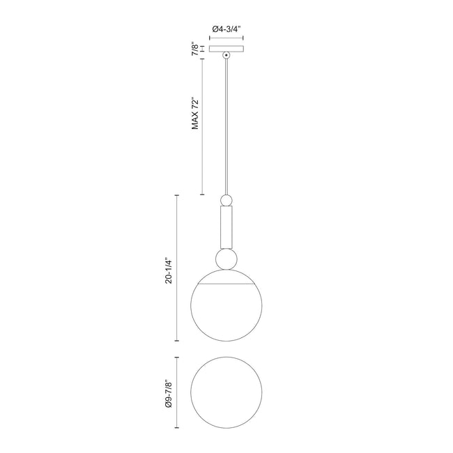 Delilah 10" Pendant - dimension drawing 2 [Alora-PD560510BGCL|CUSTOM|2]