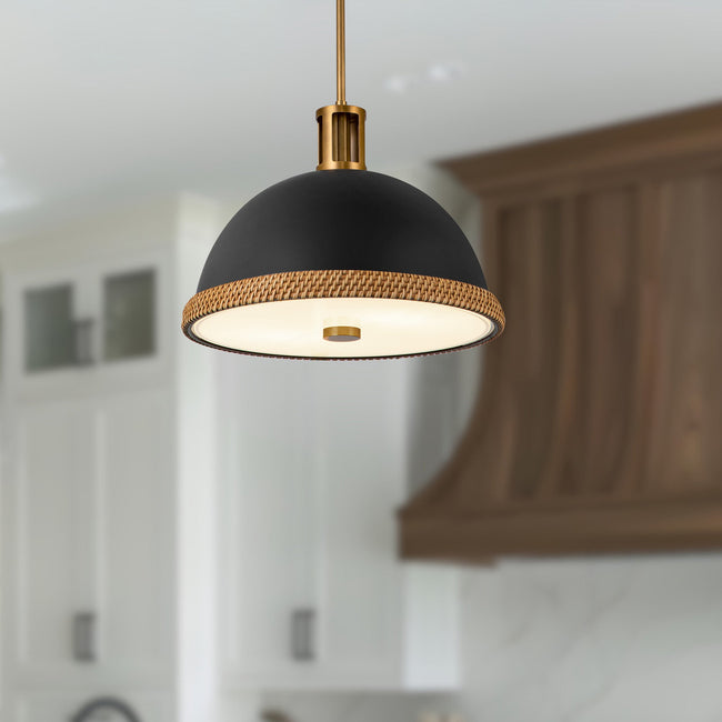 Doral Pendant - room setting, Matte Black/Vintage Brass [Alora-PD331016MBVB|CUSTOM|3]