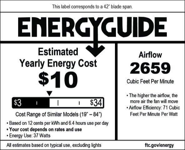 Modern Fan Co Altus 42" Flush Mount Ceiling Fan - Damp Rated - EnergyGuide label (EGL_AltusFlush_42.jpeg) [Modern Fan Co-ALT-FM-GW-42-WH-NL-001|CUSTOM|9]