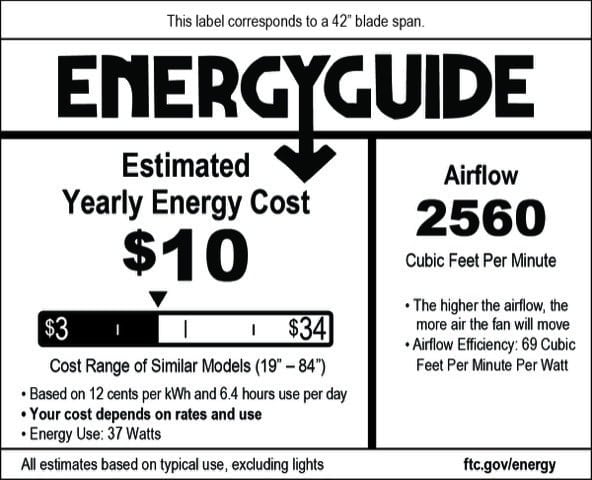 Modern Fan Co Ball 42" Flush Mount Ceiling Fan - Damp Rated - EnergyGuide label (EGL_BallFlush_42.jpeg) [Modern Fan Co-BAL-FM-GW-42-WH-NL-001|CUSTOM|10]