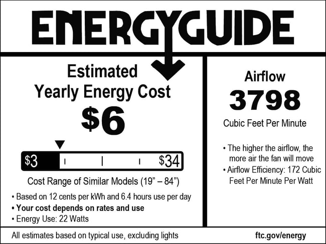 Modern Fan Co Velo DC 48" Ceiling Fan - Damp Rated - EnergyGuide label (EGL_VeloDC_48.jpg) [Modern Fan Co-VEL-GW-48-WH-NL-WC|CUSTOM|14]