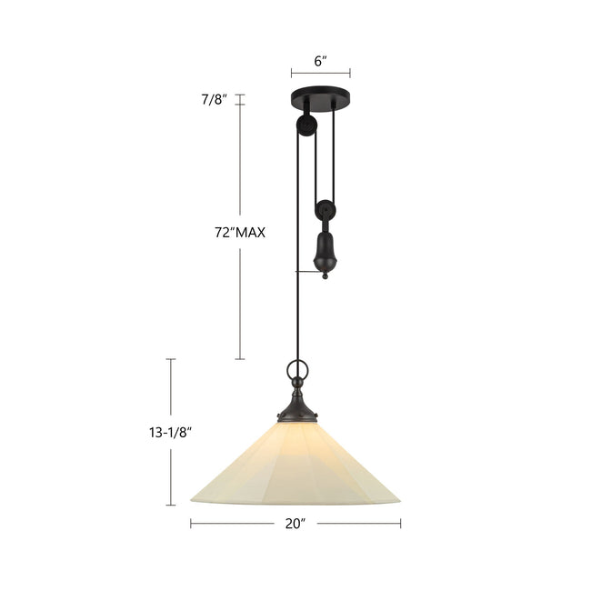 Ellen 20" Pendant - dimension drawing [Alora-PD447120BGWL|CUSTOM|1]