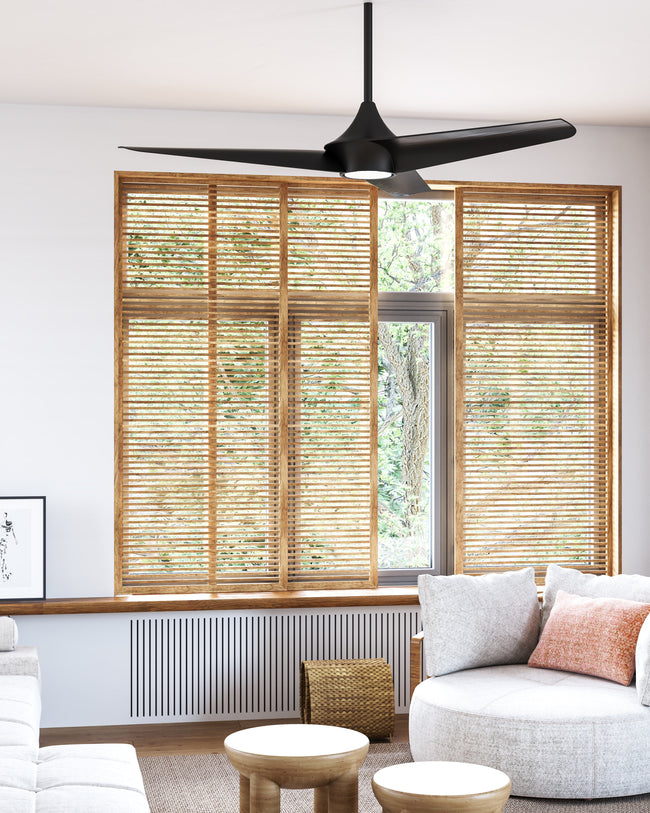 Emiko 56" LED Ceiling Fan - room setting, Matte Black [Alora-CF523056MB|CUSTOM|3]