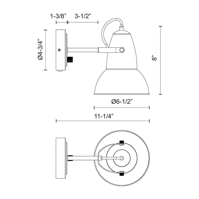Felix Wall and Vanity Light - dimension drawing 1 [Alora-WV576607MBAG|CUSTOM|1]