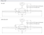 Modern Fan Co Flow 52" Ceiling Fan - Damp Rated - dimension drawing (FLO-52-LineDrawing.jpg) [Modern Fan Co-FLO-GW-52-WH-NL-001|CUSTOM|7]