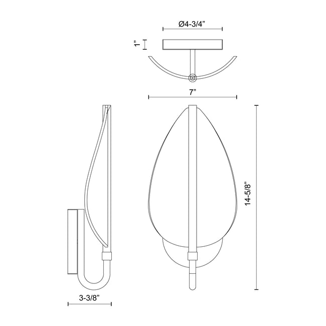 Flora 7" LED Wall and Vanity Light - dimension drawing [Alora-WV321101NB|CUSTOM|1]