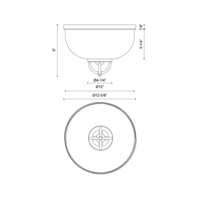 Lancaster Flush Mount - dimension drawing 2 [Alora-FM461102AG|CUSTOM|2]