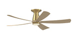Fanimation Kute5 52 inch ceiling fan, Brushed Satin Brass with Natural blades, shown with the LK8561 knurled light kit, close-to-ceiling mount (CCK8534) [Fanimation-FPD5534BSN|CUSTOM|7]